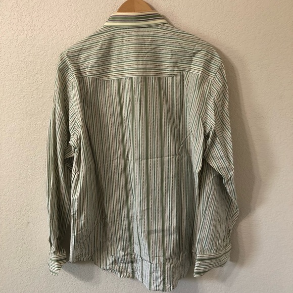 Robert Graham Embroidered Floral Striped Casual Button Down Shirt Green Large - Picture 6 of 7